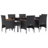 3156633 vidaXL Garden Dining Furniture with Cushions 7 Pcs Black
