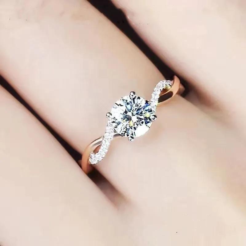 Milangirl Nuovo Anello Geometrico a Spirale con Zirconi Moda Donna Lusso Design Intagliato Anello per Matrimonio Festa