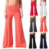 Yoga Pants Pleated Texture Elastic High Waist Wide Leg Leisure Pants Pure Color Loose