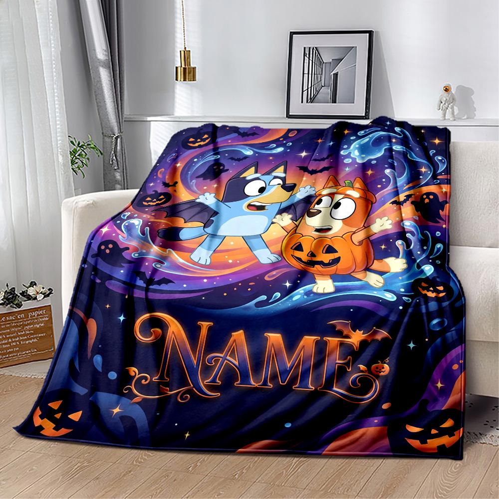 Halloween Night Adventure Personalized Name Blanket Lightweight Personalized Blanket Comfortable Throw For Sofa Bed Bedding Living Room All-Season Use