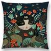 Animal Tale Spring Floral Garden Pattern Sofa Throw Pillow Case Bear Fox Unicorn Bear Birds Flower Leaf Fantasy Cushion Cover