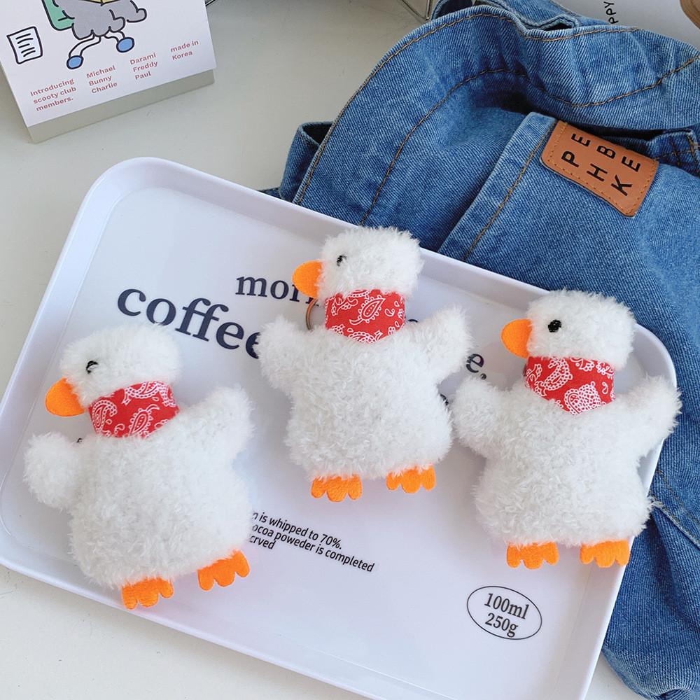 Adorable Duck Plush Toy With Scarf Creative Small-size Stuffed Animal For Bags And Keys