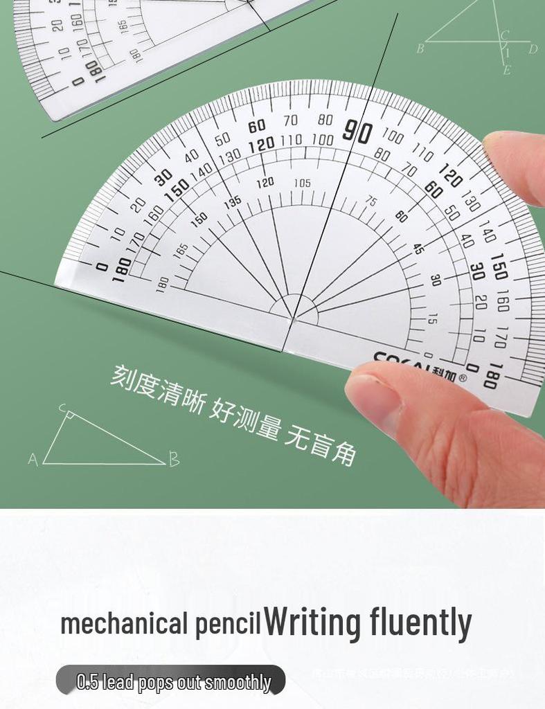 9-Piece Geometry Set for School: Compass, Protractor, Ruler, Square, and More