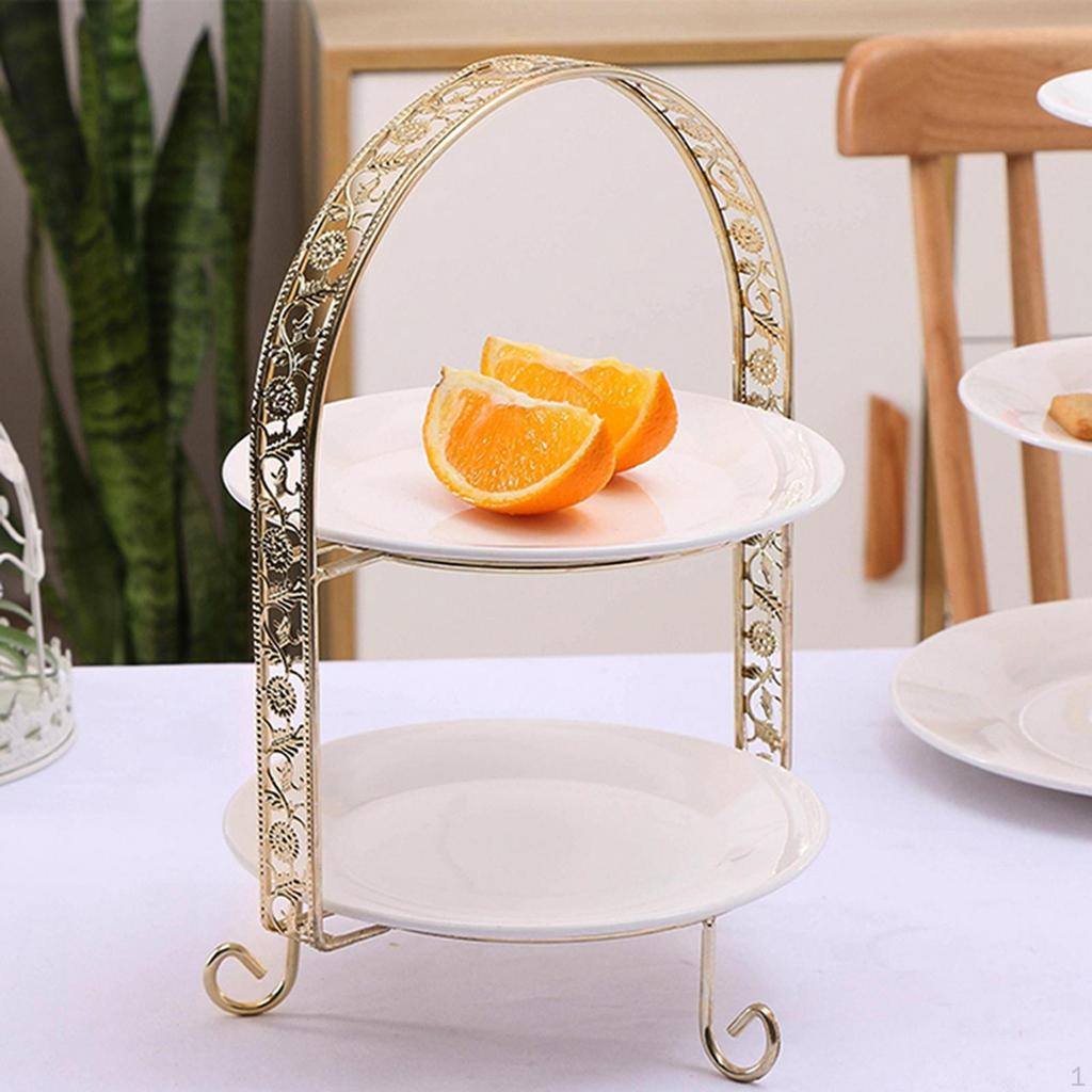2 Tier , Iron 2-Tire Cupcake Platter,An Elegant Tray for Serving Sandwiches, Cake, Sliced Cheese and
