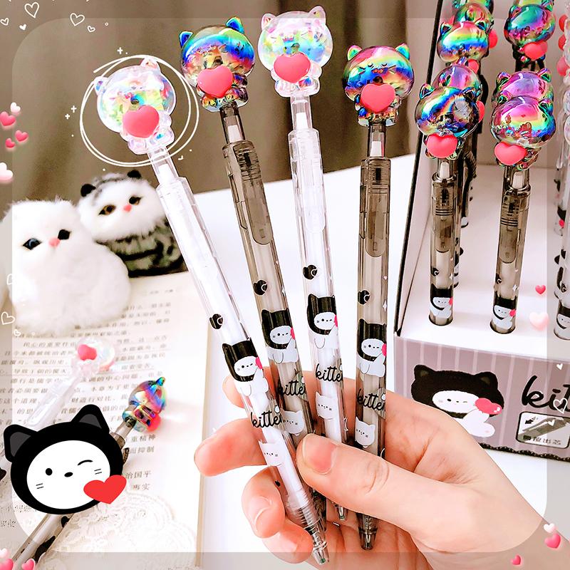 Kawaii Cat Black Ink Gel Pen School Office Supplies Stationery items Gift Students Cute pens pretty Aesthetic stationery