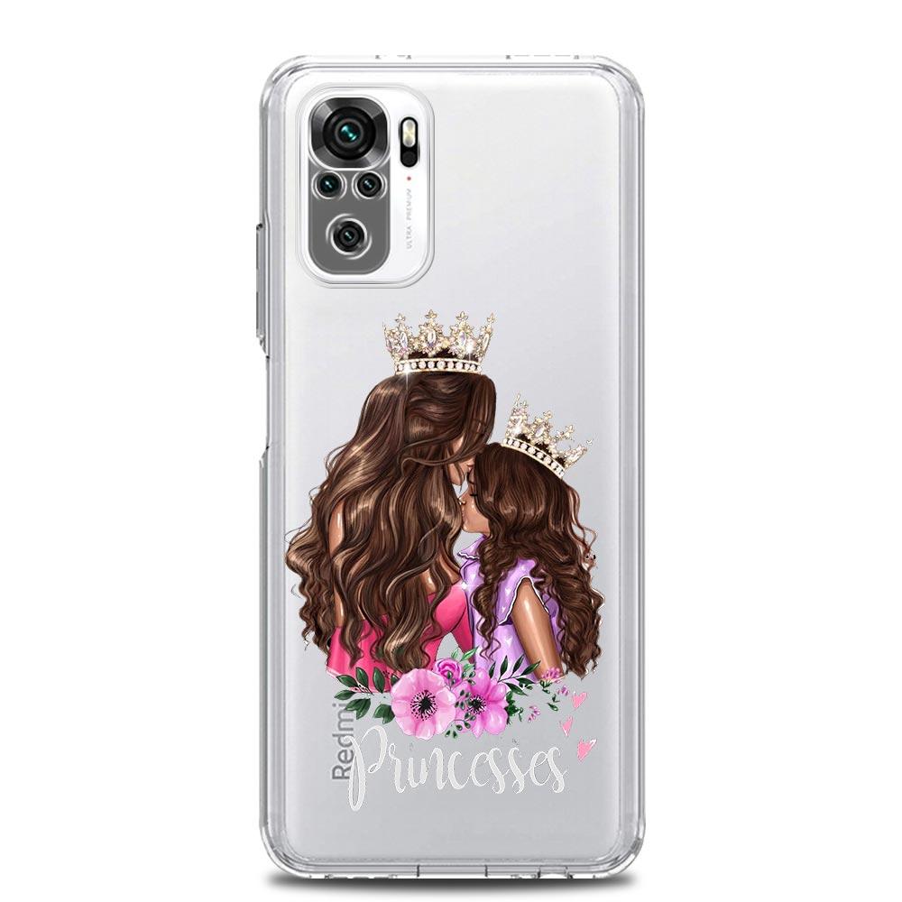 Queen Hair Baby Mom Girl Square Clear Soft Phone Case For Xiaomi Redmi Note 12 11 9S 9 8 10 Pro+ 7 8T 9C 9A 8A K40 Gaming Cover