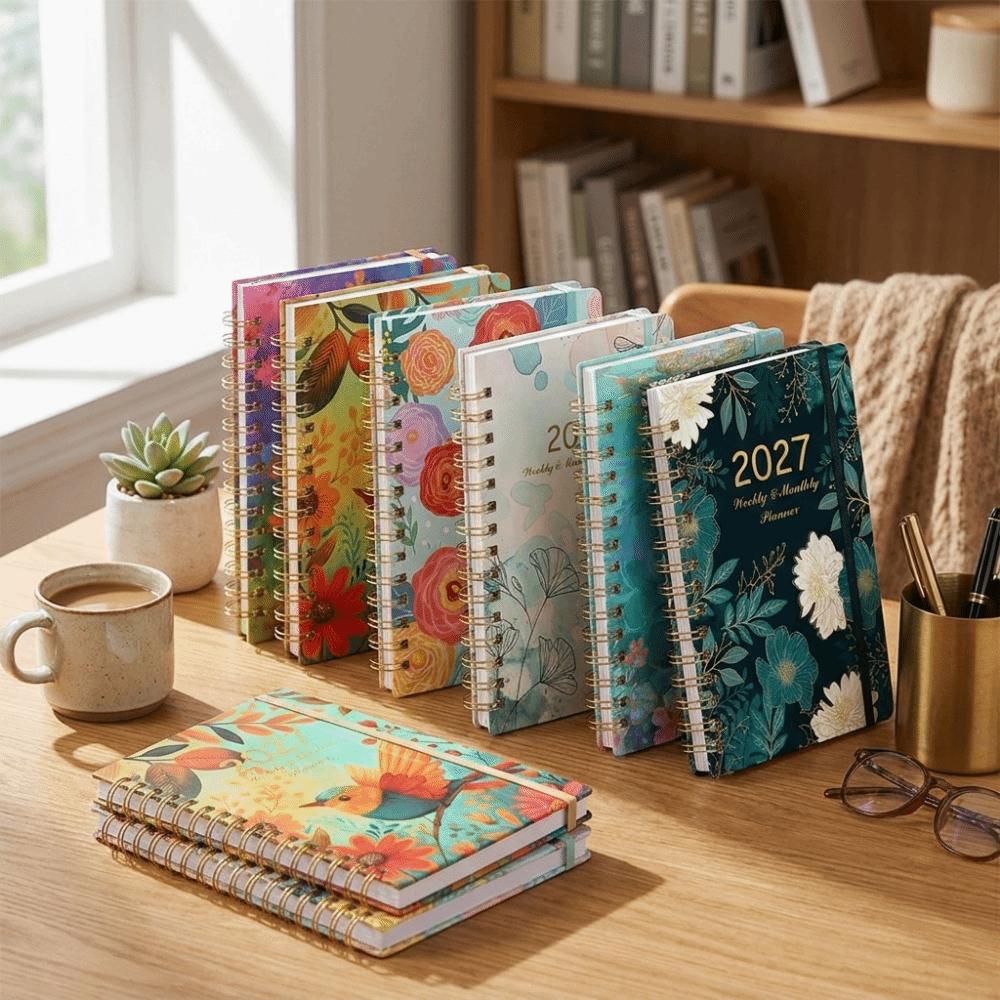 Floral Pattern Floral Spiral Notebook Spiral Bound A5 Agenda Book  Office Supplies
