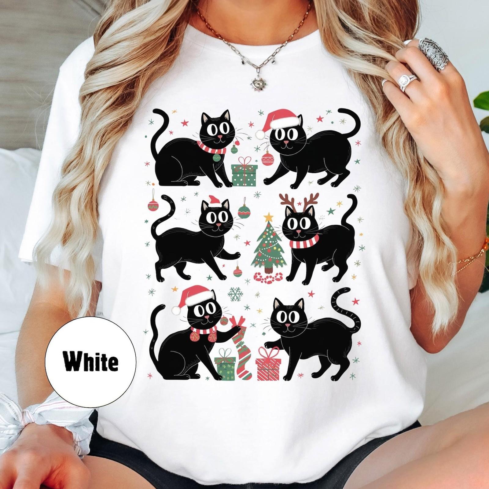 #32 Black Cat Christmas Shirt, Kitten Christmas Shirt, Christmas Black Cat Shir XXL