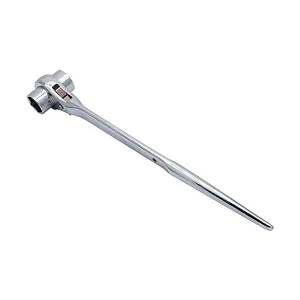 

myoseya Ratchet Wrench with Spud Straight Spud Mounting Scaffolding Ratchet Type Vanadium Steel Head Double-ended Handle, Hexagonal, Handle, Hole, срібний