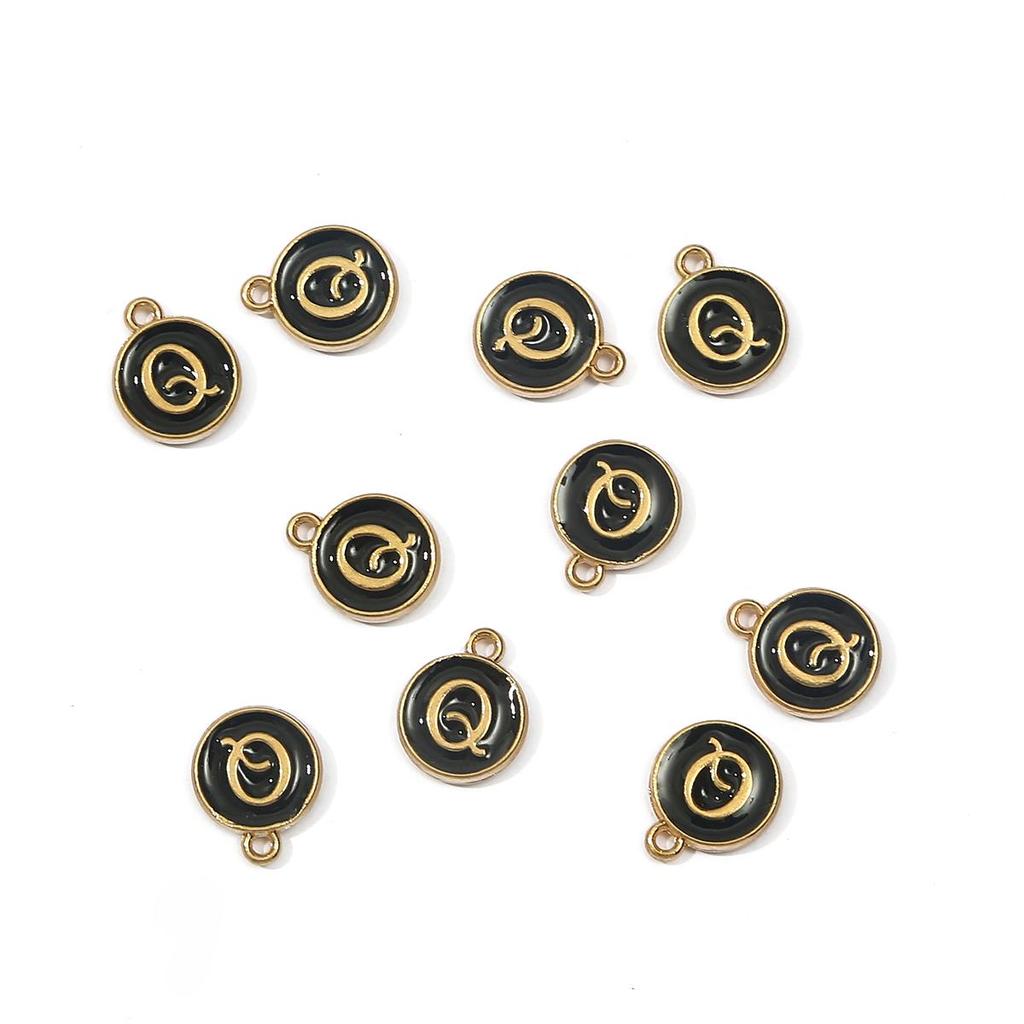 10Pcs 12x2.5mm Alphabet Double Face Charms Pendant Beads for Jewelry DIY Findings
