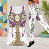 Women Plus Size Two Piece Set Scoop Neck Sleeveless Printed Tank Top And Fitted Leggings