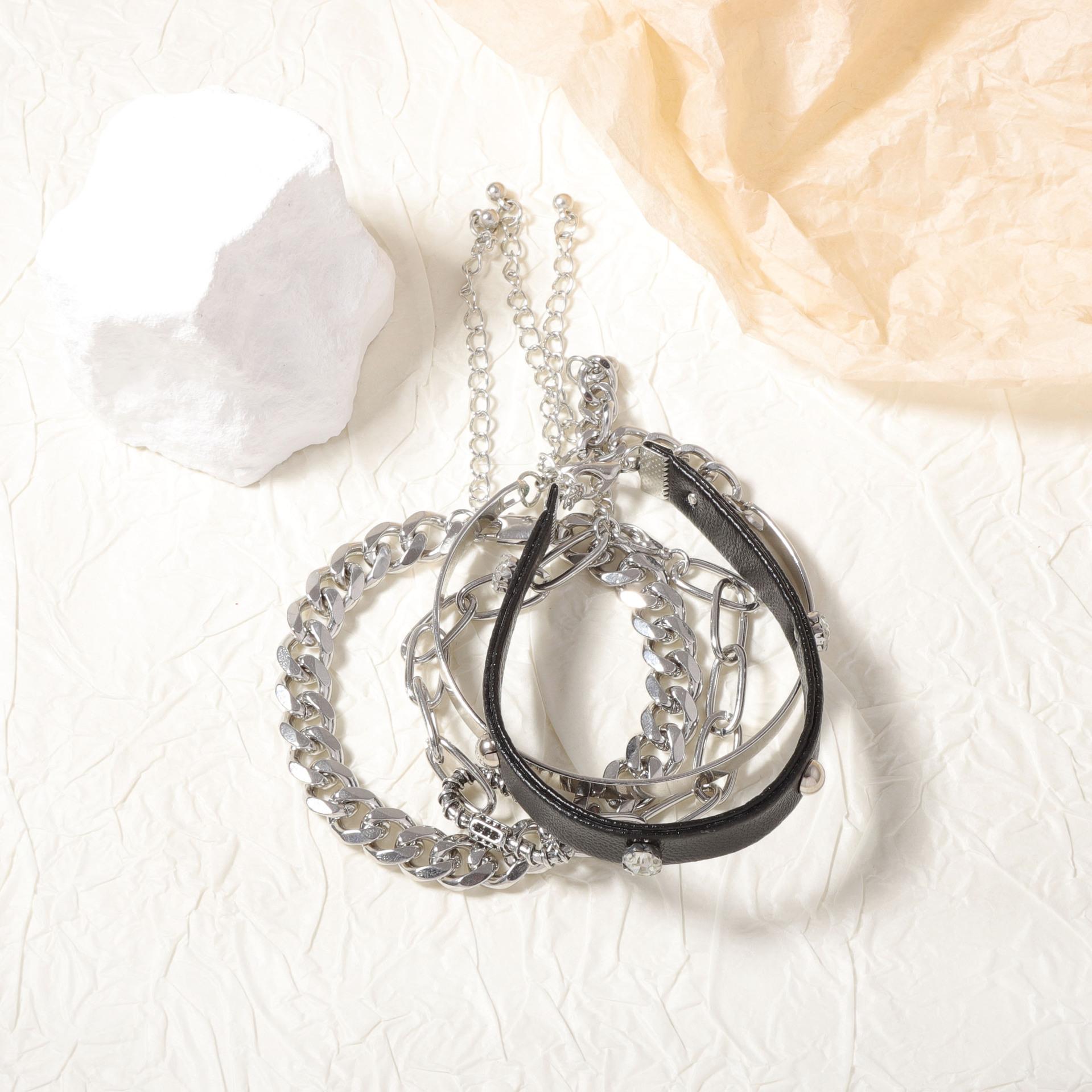 Многослойный браслет в стиле хип-хоп панк, унисекс, простой, нишевый, для повседневной носки, для пар серебряный