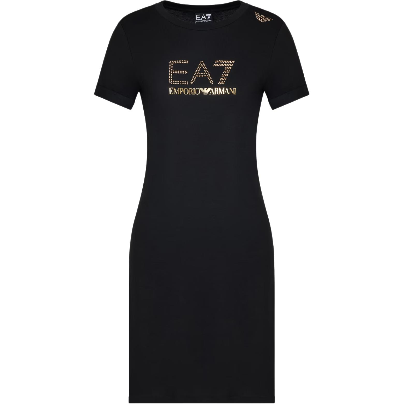 

Emporio Armani EA7 Solid Color Micro Stud Round Neck Short Sleeve Dress Women dresses Black 7W000478-AF12500-UC001 L