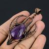Amethyst Pendant Gemstone Jewelry, 999 Copper Wire Wrapped Bull Face Pendant, Gift For Women Handmade Pendant