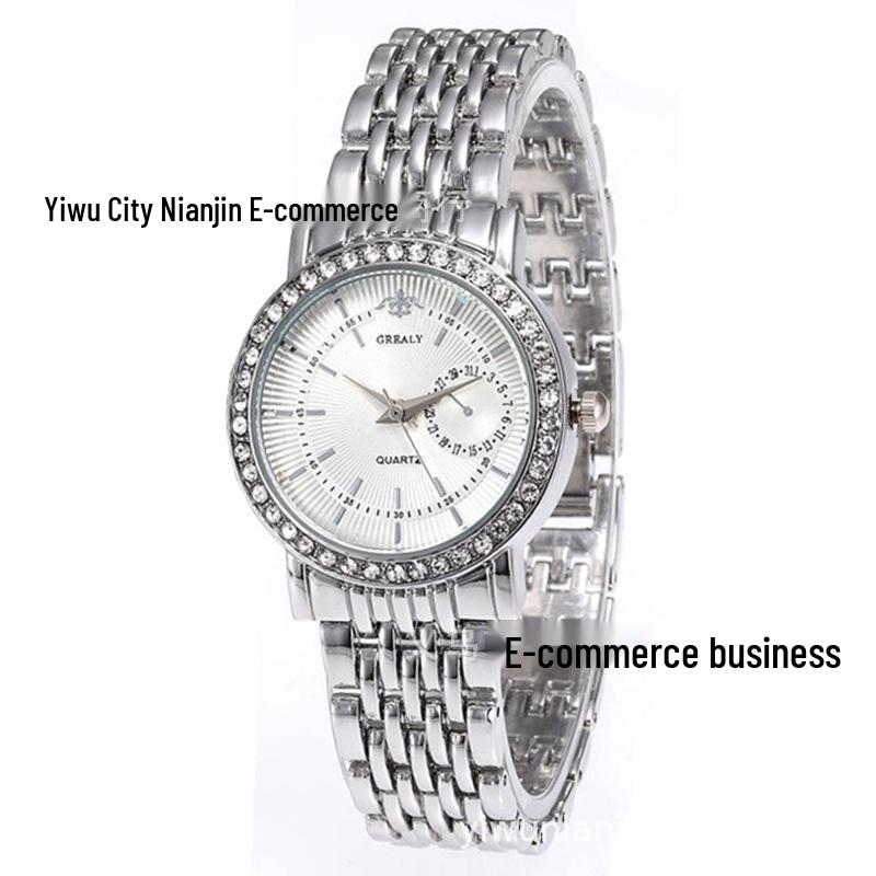 Orologio da Donna al Quarzo con Strass, Cinturino in Acciaio Legato e Design Semplice con Indici