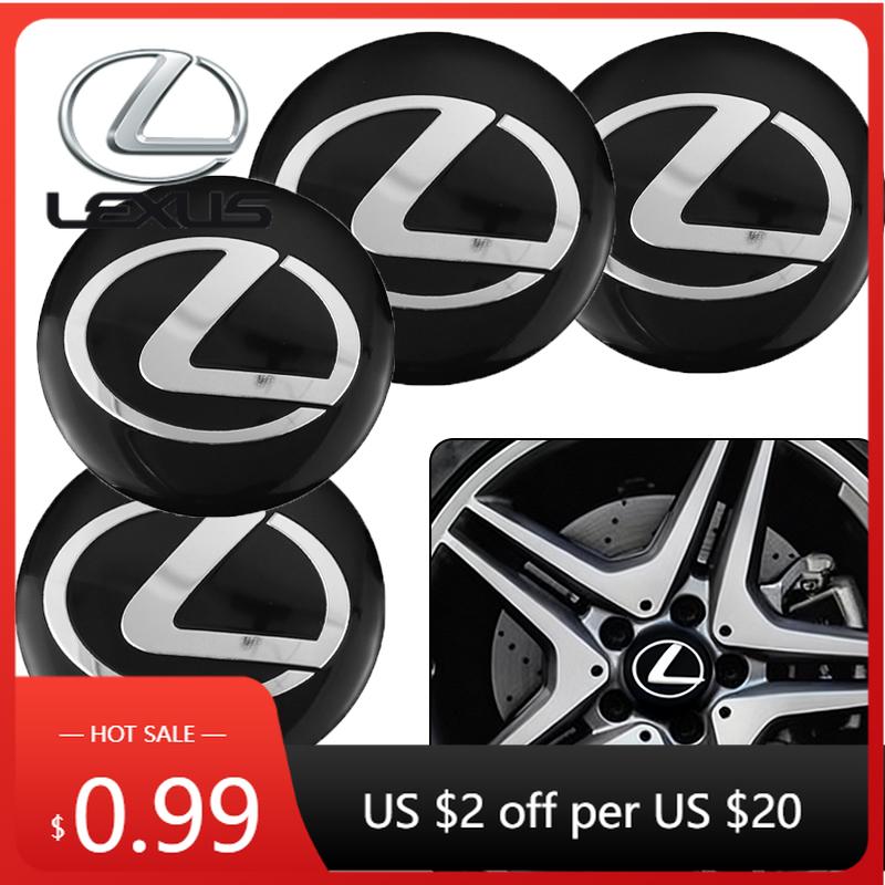 JHXJ3 Interior Stickers 4Pcs 3D Car Wheel Hub Center Metal Decals Sticker Accessories For Lexus Fsport RX330 ES300h RX350 IS300h NX300