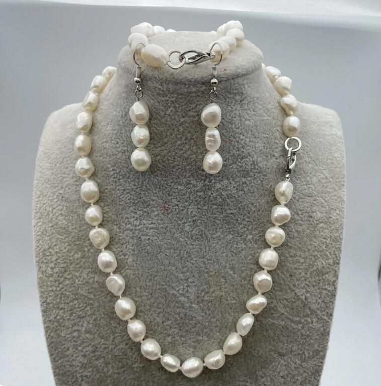 

Ожерелье из настоящего натурального белого жемчуга + серьги 17 дюймов; задавать