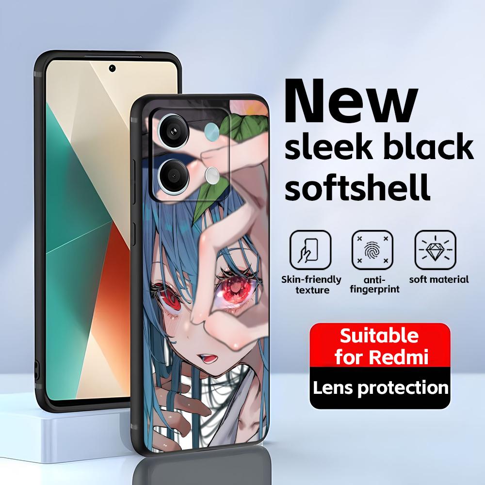 Anime Tenshi Hinanawi Handyhülle für Redmi Note 14 13 12 11 Pro Plus S 5G 14C A3 Weiche Schwarze Handyhülle