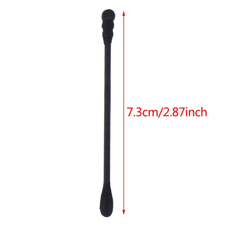 200Pcs Disposable Cotton Swab Spiral Ear Cleaner Black Double Heads Medical Swab Lipstick Eyebrow Eyelash Cotton Bud Makeup Tool