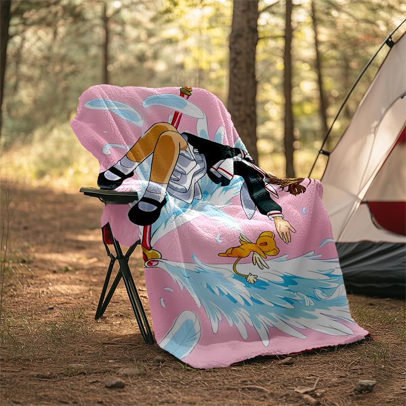 Sakura Kinomoto Theme Printed Blanket - Perfect for Couch, Bed, Travel & Outdoor Use | Machine Washable, Cozy & Durable.