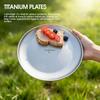 20CM Titanium Camping Plate Multi-Purpose Camping Plate For Barbecue Home Titanium Dinnerware Round Frosted Picnic Gear
