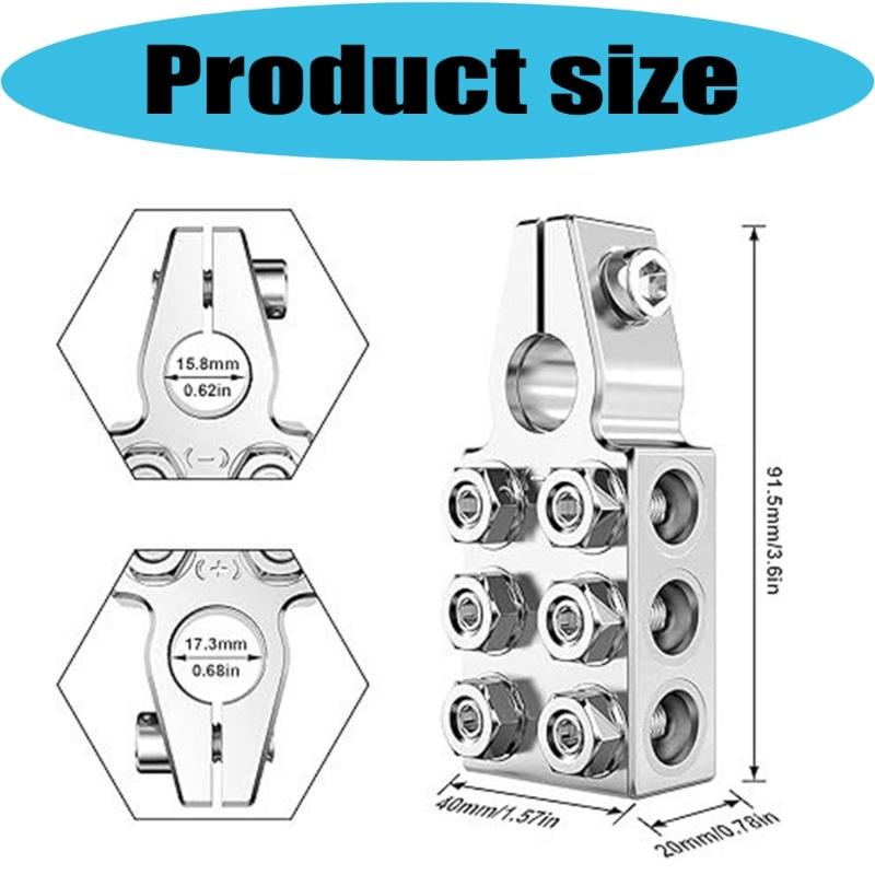 Vehicle Battery Terminal Connector Pair with Screw-Fastened Wire Port, Aluminum Clamp Design for Battery Replacement and Garage Repair