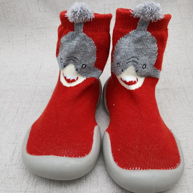 Spring-Autumn Cotton Cartoon Baby Floor Socks Shoes - Breathable Rubber Sole Toddler Shoes