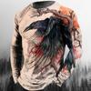 Vintage Men's Long Sleeve T-Shirt Print Tees Animal Eagle Pattern Sweatshirt T-Shirts For Men Clothing Casual Oversized Tops 5xl