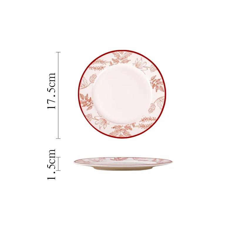 Chinese Style Creative Ceramic Plates High End Restaurant Circular Pasta Plate Delicious Fruits Salad Plate Wedding Tableware