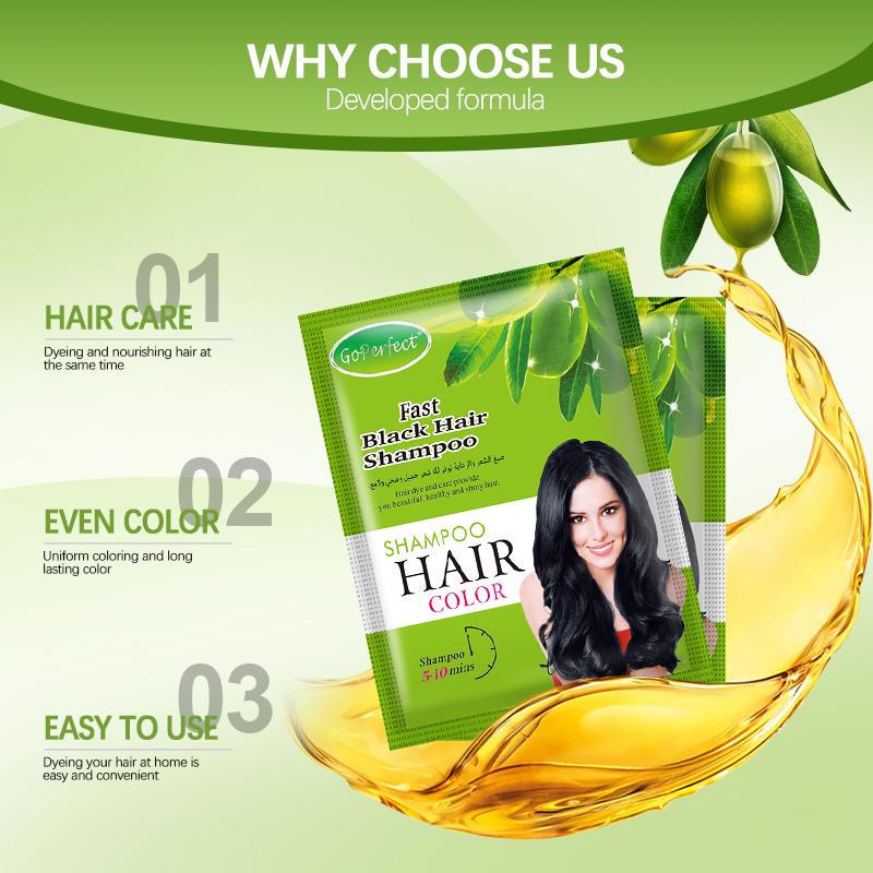 Hair Color Shampoo (30ml x 2 Sachets),Ammonia-Free Natural Permanent Hair Color for Men and Wome,Colors Hair in Minutes,Long lasting colour(black)