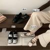 Thick Heel Square Head Mary Jane Small Leather Shoes Spring and Summer 2025 New French Retro Bow Double Buckle Beanie