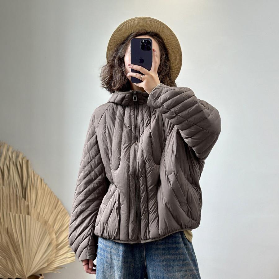 

Жіноча оверсайз-пуховик осінь-зима Коротке біле пальто на качиному пуху з капюшоном Теплі парки Верхній одяг One Size кавовий