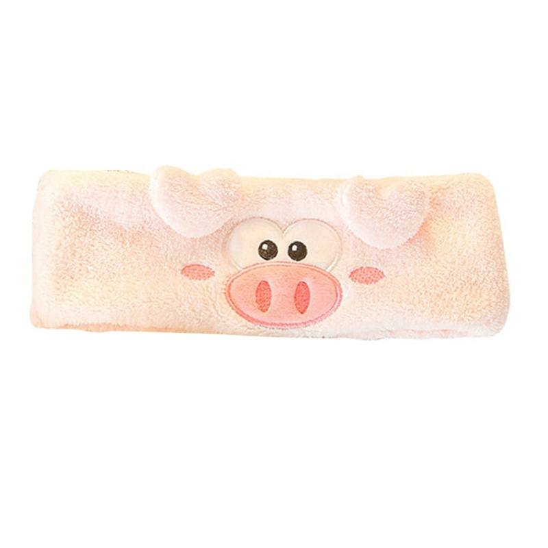 Soft and Absorbent Piggy Heart Headband for Daily Skincare and Makeup Removal Soft Plush Furry Hairband