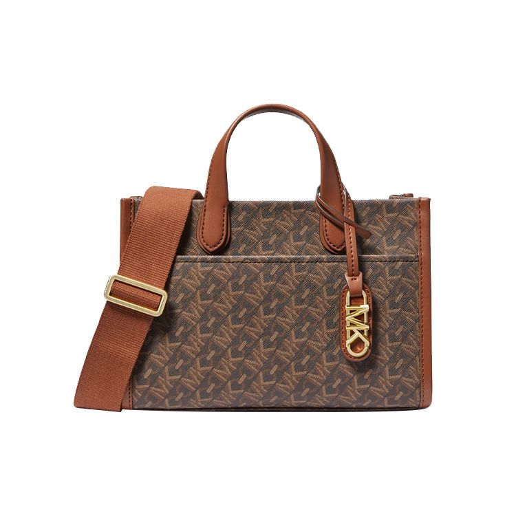 Michael Kors Gigi Monogram Classic Pendant Tote Bag Women Tote Bag Dark-Brown 30H3G3GM5B-227 Basic Set (Bag+Dust Bag)