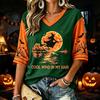 Women's Halloween Print V-Neck T-Shirt Casual Fashion Top