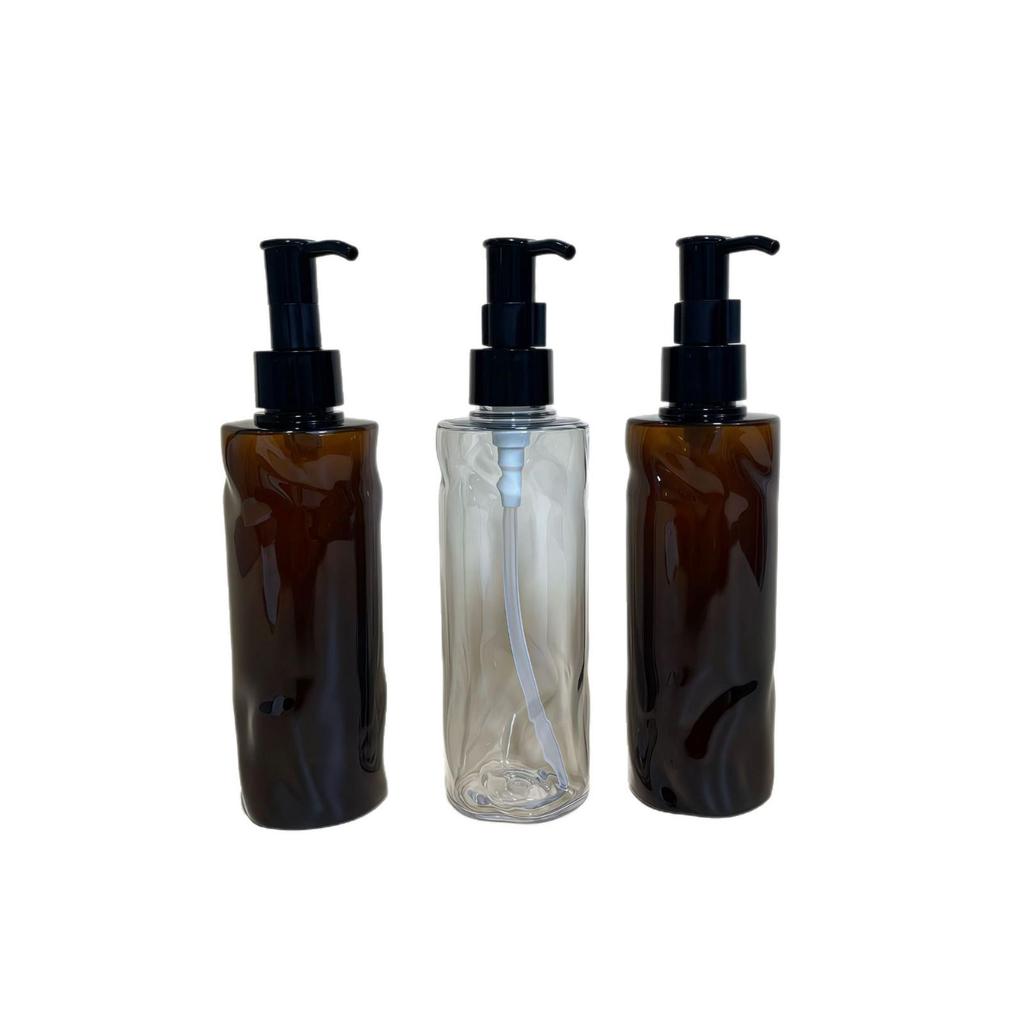 200ml Translucent Brown PET Plastic Bottle for Lotion, Hair Oil, Makeup Remover, or Facial Cleanser