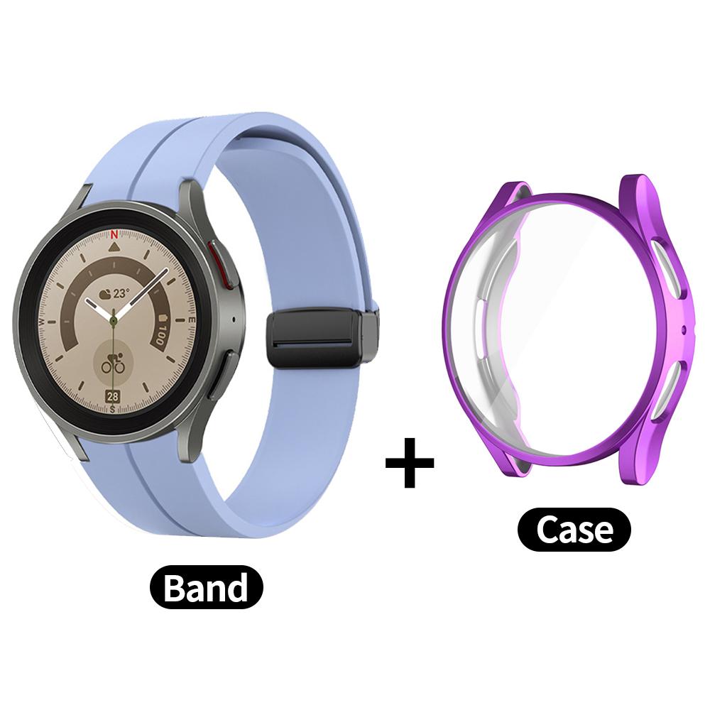 

Чехол+Ремешок для Samsung Galaxy Watch 4/5/6 40мм 44мм Всесторонний Мягкий ТПУ Защитный Чехол для Galaxy Watch6 Classic 43мм 47мм Ремешок for Watch 5 4 44mm фиолетовый