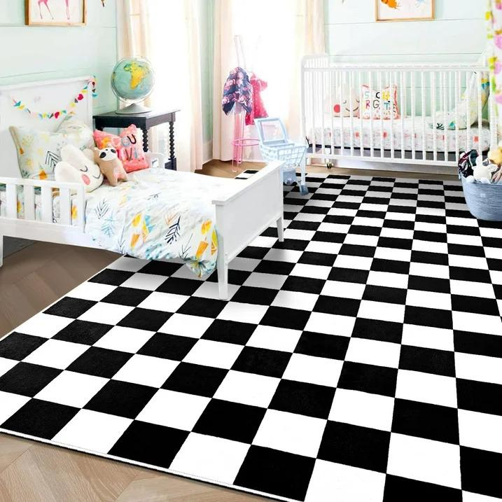 Checkered Area Rugs Checkerboard Rug Plaid Carpet for Living Room Bedroom Home Decor