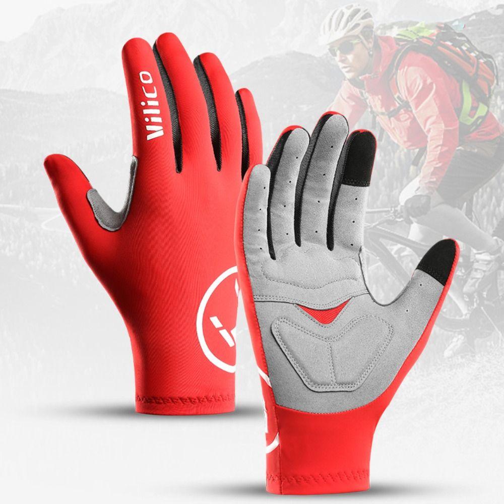 Elastic Full Fingers Bicycle Mittens Shock Absorption Racing Road Bike Glove  Running Sports