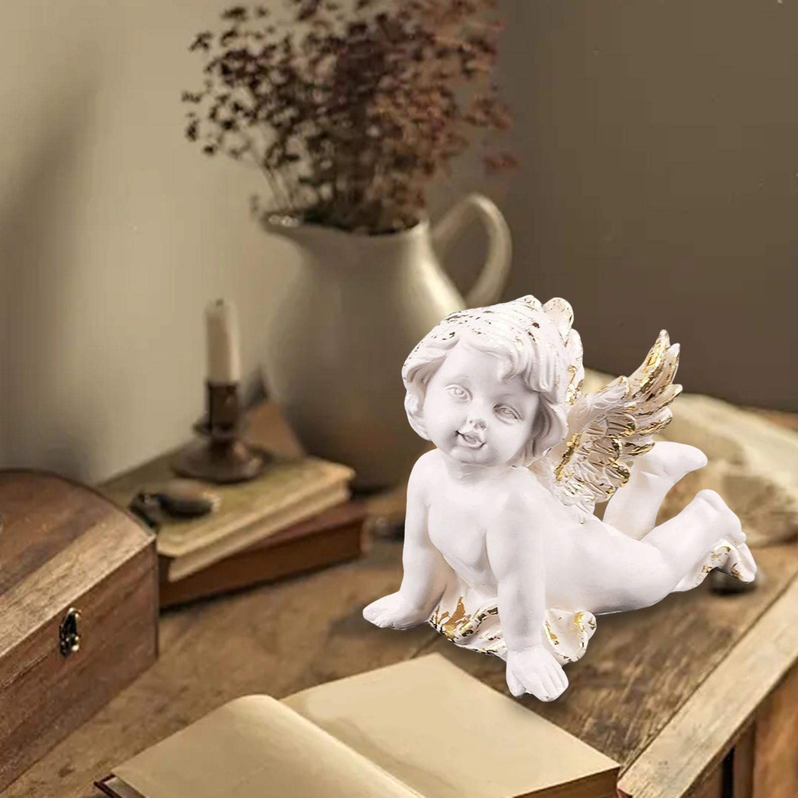 

Baby Angel Statue Ornament Gift Wing Cherub Figurine Resin Sculpture for Tabletop Photo Prop Cabinet Indoor Outdoor Living Room