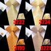 Hi-Tie Neues Design Herren Gelbgold Neuheit Krawatte Taschentuch Manschettenknöpfe Seidenkrawatte Set