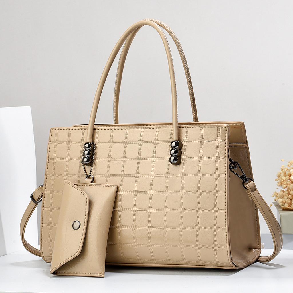 Elegant Pu Leather Tote Bag With Trendy Plaid Design Ideal For Everyday Outfits In Multiple Colors