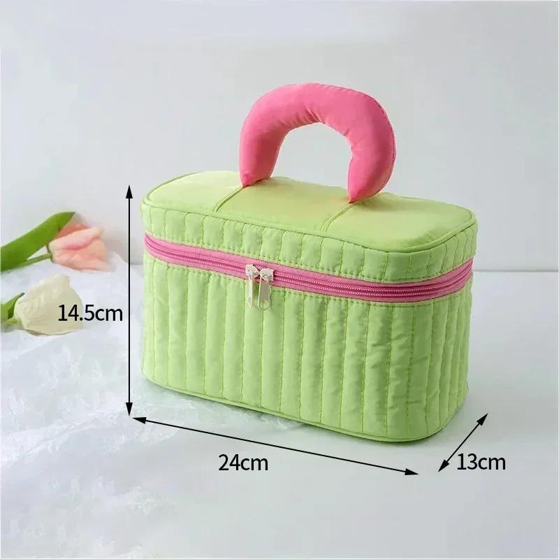 Portable Makeup Organizer - Contrast Color Square Triangle Cosmetic Bag for Travel Toiletry Storage Bag Organizer