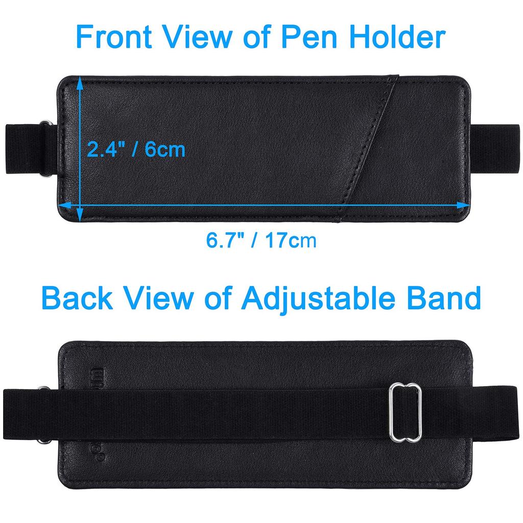 Wisdompro Pen Holder for Notebooks with Elastic Band Book Band Pen Case Slim Pencil Case PU Leather Compatible with A4/A5/B5 2 Pieces Black