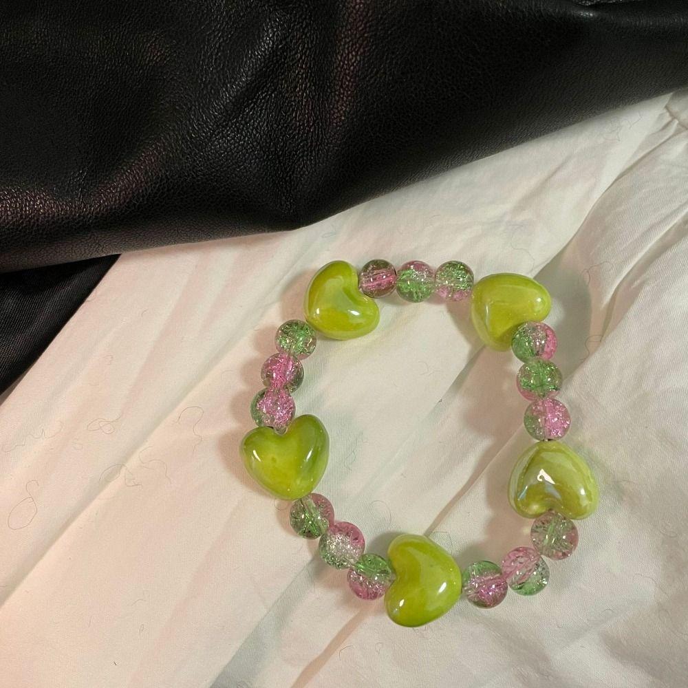 

Dopamine Heart Choker Necklace Green Stretch Bracelets Chains Choker Accessories