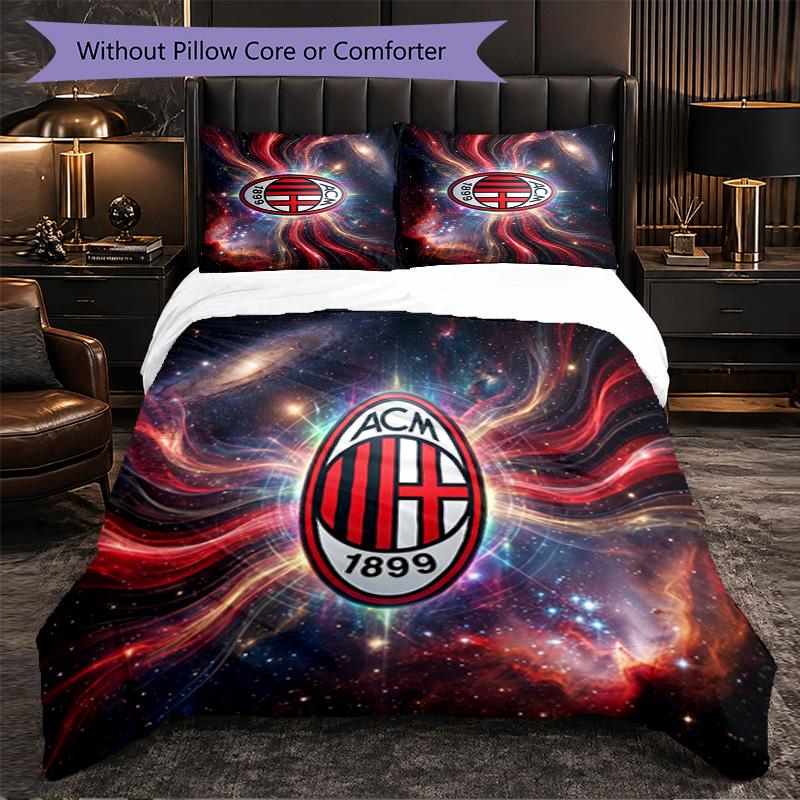 Set Lenzuola AC Milan Modello 3 Pezzi Morbida Copripiumino in Microfibra con Federe per Camera da Letto
