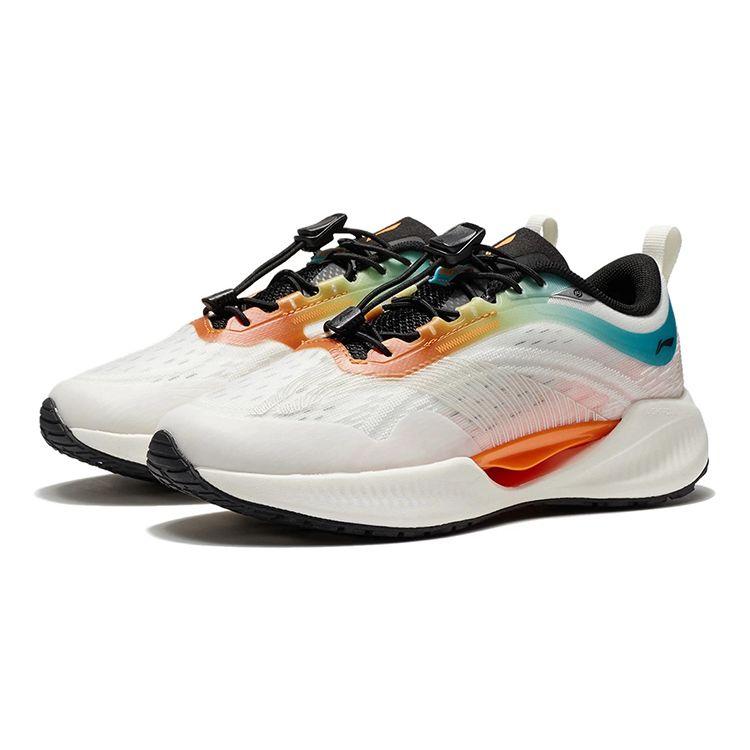 Li Ning Youth Ultra Light 19 Youth Version Non-Slip Shock Absorbing Wear-Resistant Low-Top Running Shoes Kids Sneaker White Orange YKFS018-1