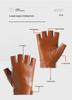 Women's Perforated Genuine Leather Half-Finger Gloves for Spring/Autumn Cycling and Motorcycling.