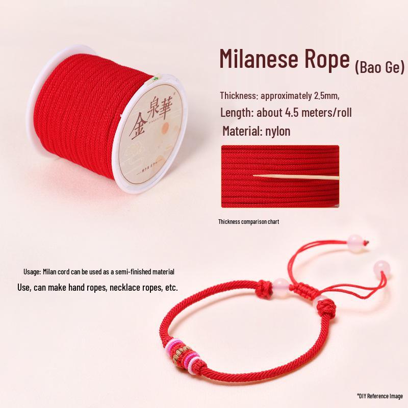 Handmade Red String Woven Bracelet: Jade Thread Braided DIY Material