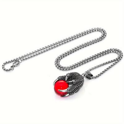 New Creative Design Dragon Claw Crystal Ball Pendant Necklace for Men Charming Fashion Jewelry Motorcycle Rider Accessories Party Gift